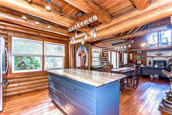 Dining room, Fireplace, Interior, Kitchen, Living room, Pendant Lights, Wooden Beams, Wooden Ceilings, Wood Texture Flooring, Wooden Walls