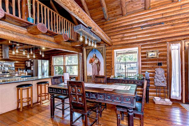 Dining room, Interior, Kitchen, Pendant Lights, Wooden Beams, Wooden Ceilings, Wood Texture Flooring, Wooden Walls