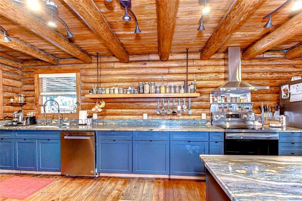 Interior, Kitchen, Stainless Steel Appliances, Wooden Beams, Wooden Ceilings, Wood Texture Flooring, Wooden Walls