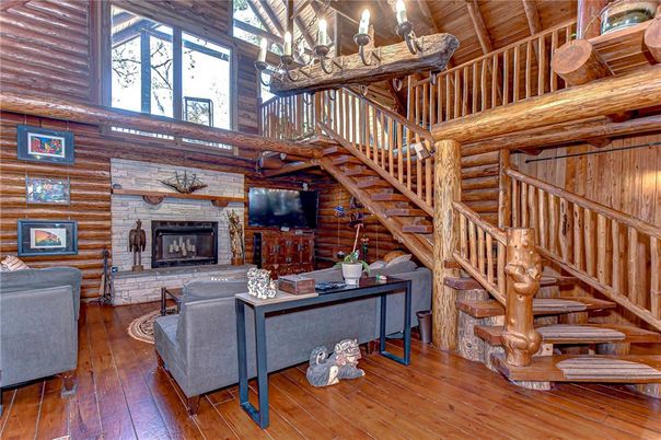 Chandelier, Fireplace, Interior, Wooden Beams, Wooden Ceilings, Wood Texture Flooring, Wooden Walls