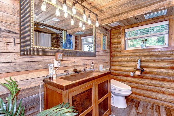 Bathroom, Interior, Wooden Ceilings, Wood Texture Flooring, Wooden Walls