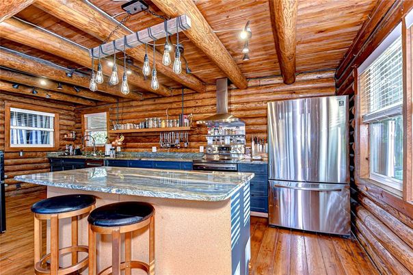 Interior, Kitchen, Stainless Steel Appliances, Wooden Beams, Wooden Ceilings, Wood Texture Flooring, Wooden Walls