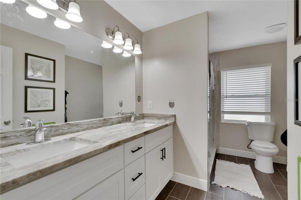 Bathroom, Dual Sink Vanities, Interior, Wood Texture Flooring