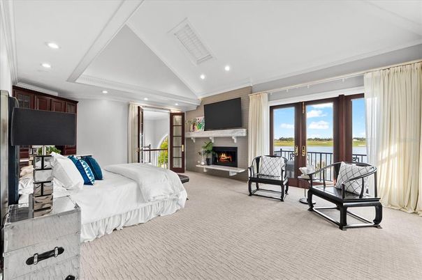 Bedroom, Fireplace, Interior, Recessed Lighting, Water