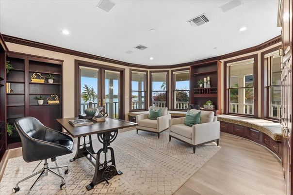 Home Office, Interior, Recessed Lighting, Wood Texture Flooring