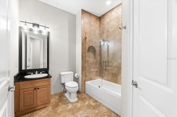 Bathroom, Glass Shower, Interior, Recessed Lighting