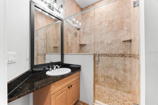 Bathroom, Glass Shower, Interior, Tile Countertops