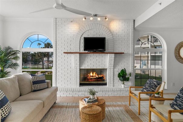Fireplace, Interior, Living room, Stone Walls