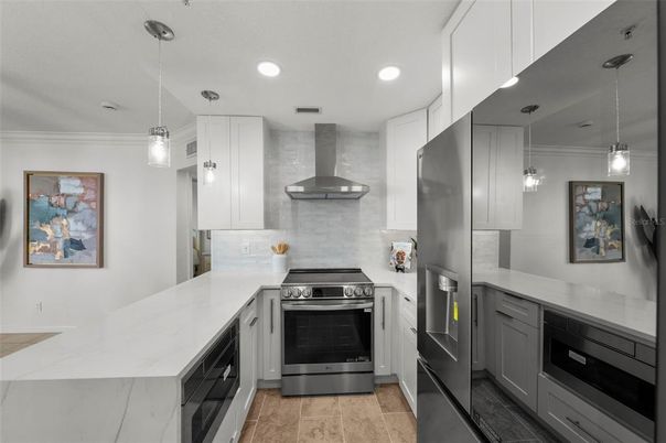Interior, Kitchen, Pendant Lights, Recessed Lighting, Stainless Steel Appliances