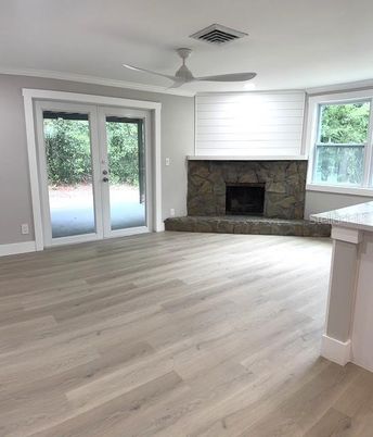 Empty room, Fireplace, Interior, Wood Texture Flooring