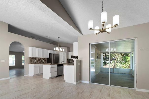 Chandelier, Interior, Kitchen, Pendant Lights, Wood Texture Flooring