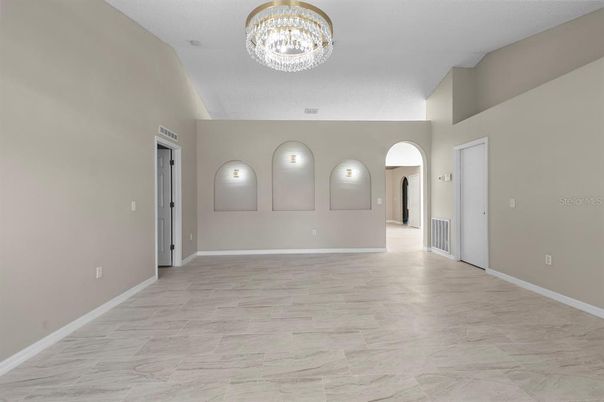 Chandelier, Empty room, Interior, Marble