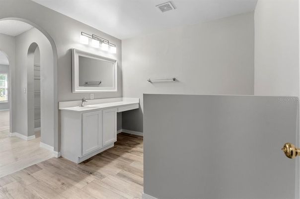 Bathroom, Dual Sink Vanities, Interior, Wood Texture Flooring