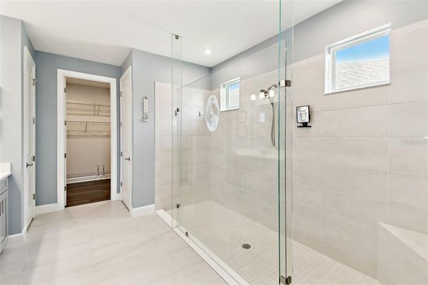 Bathroom, Glass Shower, Interior, Recessed Lighting