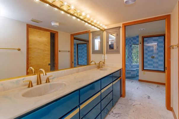 Bathroom, Dual Sink Vanities, Glass Shower, Interior, Marble