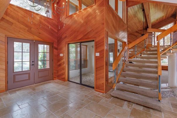 Chandelier, Interior, Wooden Ceilings, Wooden Walls