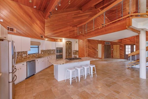 Interior, Kitchen, Stainless Steel Appliances, Wooden Beams, Wooden Ceilings, Wooden Walls