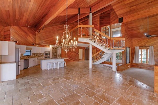 Chandelier, Interior, Kitchen, Wooden Beams, Wooden Ceilings, Wooden Walls