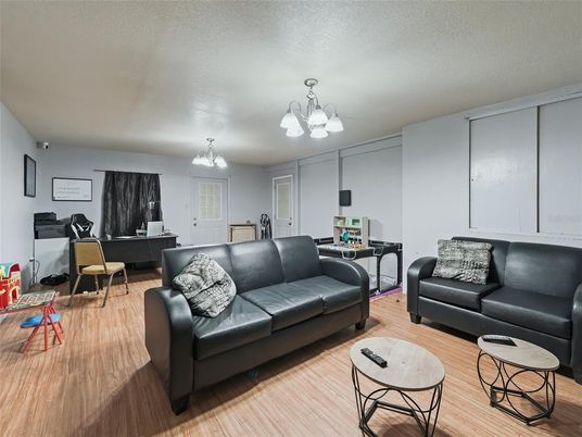 Chandelier, Home Office, Interior, Living room, Wood Texture Flooring