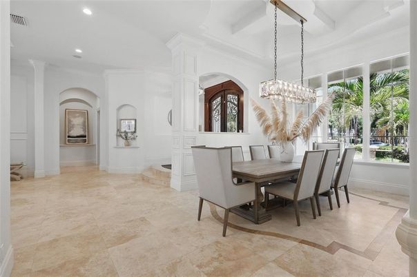 Chandelier, Dining room, Interior, Recessed Lighting