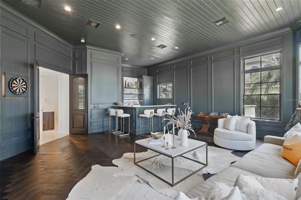 Interior, Kitchen, Living room, Recessed Lighting, Wood Texture Flooring