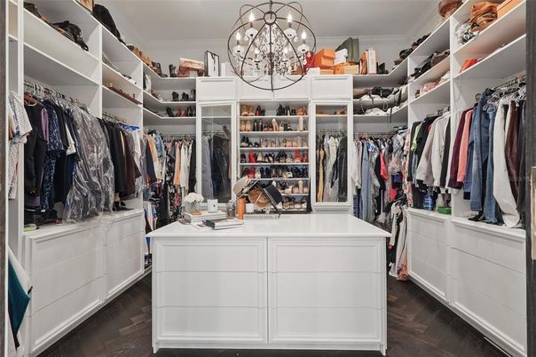 Chandelier, Interior, Walk-in Closets, Wood Texture Flooring