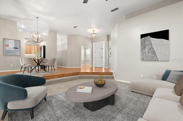 Chandelier, Dining room, Interior, Living room, Pendant Lights, Wood Texture Flooring