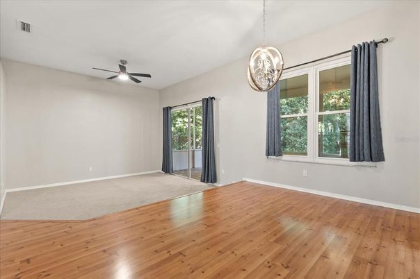 Empty room, Interior, Pendant Lights, Wood Texture Flooring