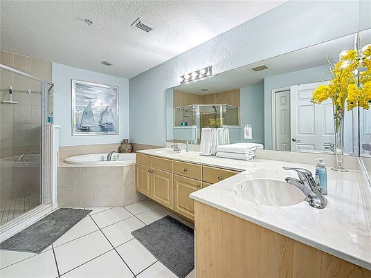 Bathroom, Dual Sink Vanities, Glass Shower, Interior