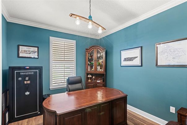 Home Office, Interior, Pendant Lights, Wood Texture Flooring