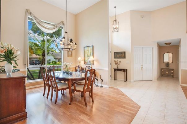 Chandelier, Dining room, Interior, Pendant Lights, Wood Texture Flooring