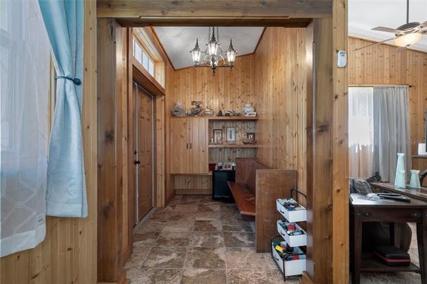 Chandelier, Interior, Wooden Walls