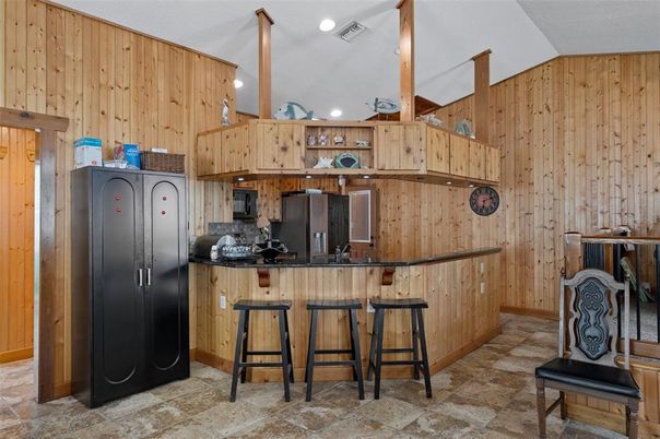 Interior, Kitchen, Recessed Lighting, Wooden Walls