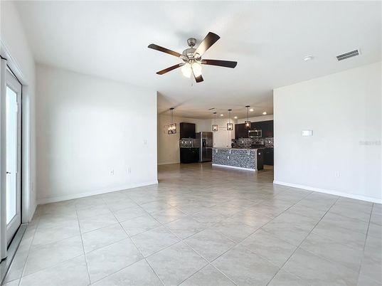 Empty room, Interior, Kitchen, Pendant Lights, Recessed Lighting