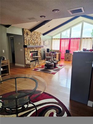 Fireplace, Interior, Stone Walls, Wood Texture Flooring
