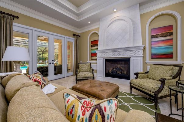 Fireplace, Interior, Living room, Recessed Lighting