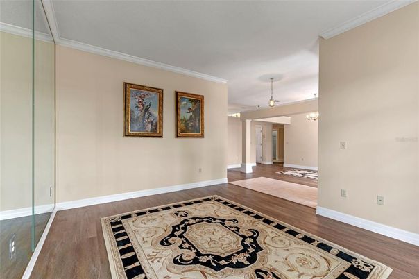 Empty room, Interior, Pendant Lights, Wood Texture Flooring