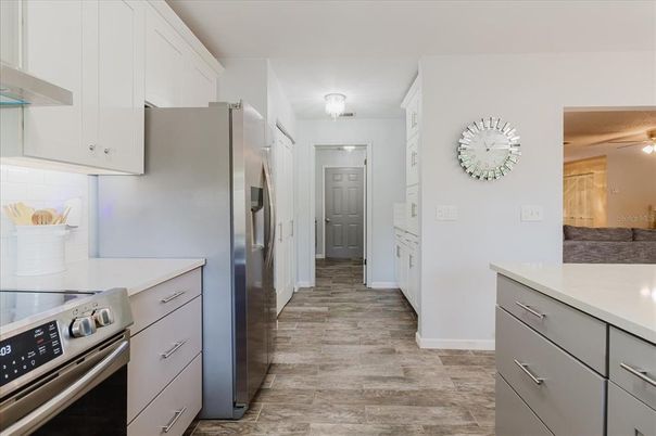 Interior, Kitchen, Stainless Steel Appliances, Wood Texture Flooring