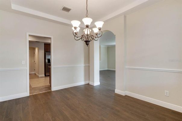 Chandelier, Empty room, Interior, Wood Texture Flooring