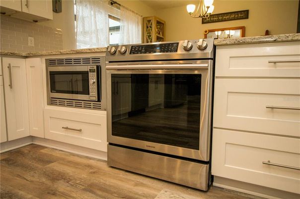 Interior, Kitchen, Stainless Steel Appliances, Wood Texture Flooring