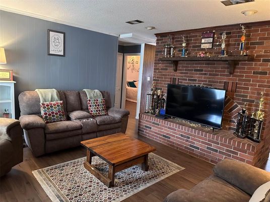 Interior, Living room, Stone Walls, Wood Texture Flooring