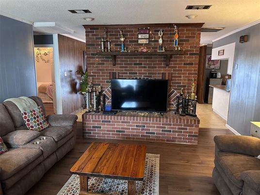 Interior, Living room, Stone Walls, Wood Texture Flooring