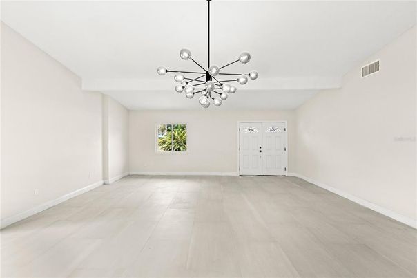 Empty room, Interior, Pendant Lights, Wood Texture Flooring