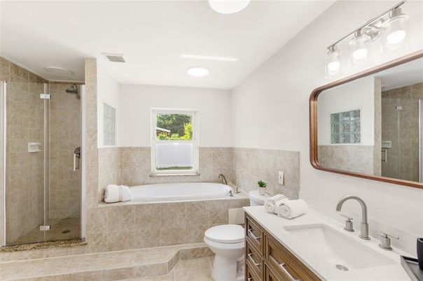 Bathroom, Dual Sink Vanities, Glass Shower, Interior, Recessed Lighting