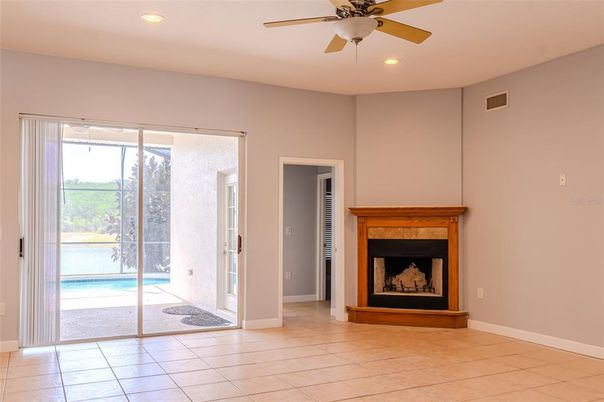 Empty room, Fireplace, Interior, Recessed Lighting
