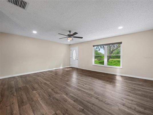 Empty room, Interior, Recessed Lighting, Wood Texture Flooring