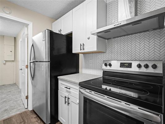Interior, Kitchen, Stainless Steel Appliances, Wood Texture Flooring
