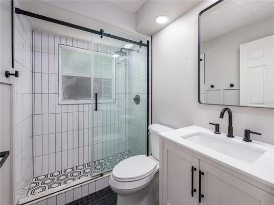Bathroom, Glass Shower, Interior, Recessed Lighting