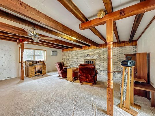Interior, Stone Walls, Wooden Beams