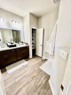 Bathroom, Dual Sink Vanities, Interior, Wood Texture Flooring
